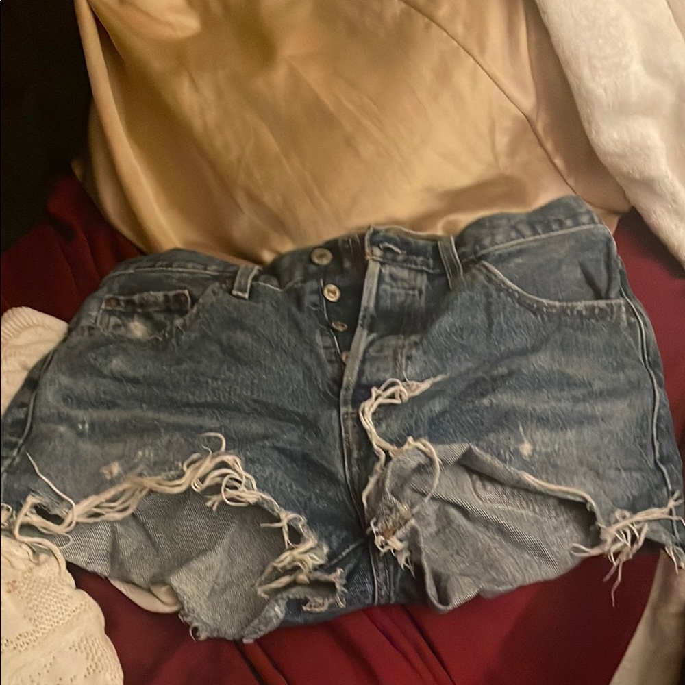 Levi's Ripped Blue Jean Shorts high waist